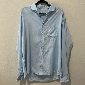 ETON Men's Contemporary Blue Button Down Shirt, Lightweight Twill, Size XXL